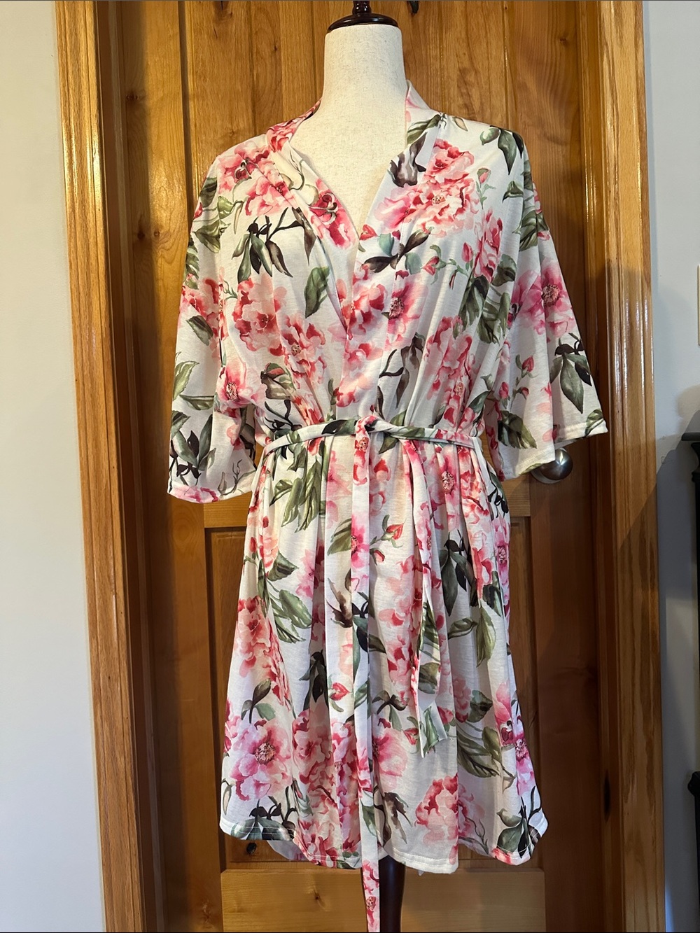 Show Me Your MuMu Pink & Green Floral Wrap Robe